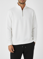 Quarter Zipper Sweater - White