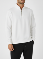 Quarter Zipper Sweater - White