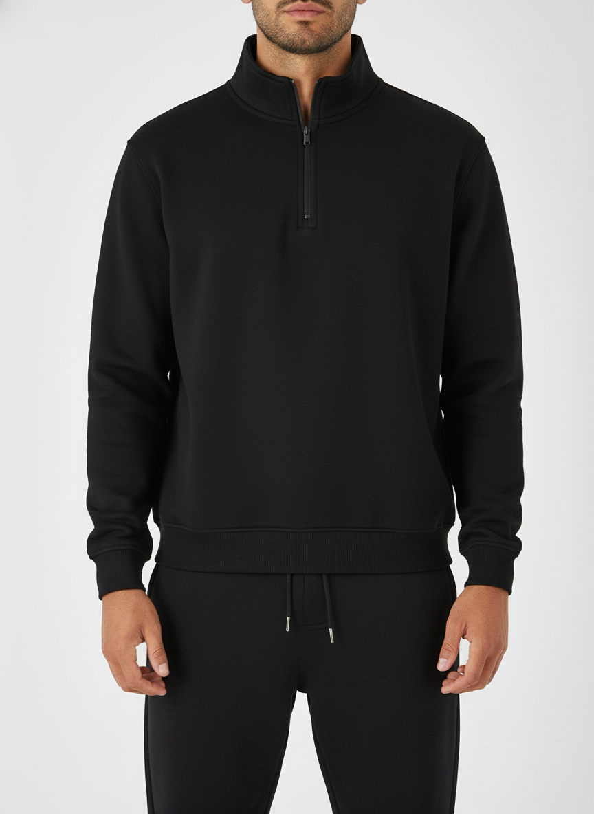 Quarter Zipper Sweater - Black