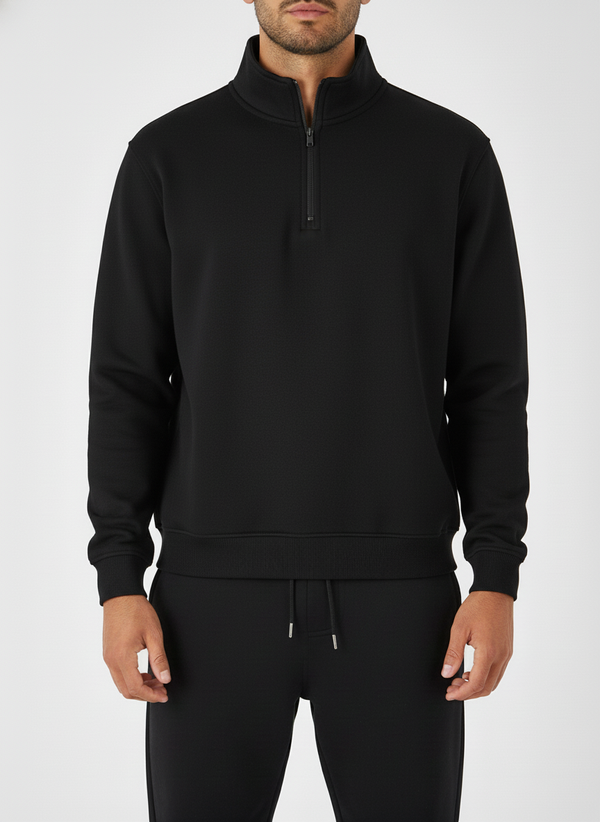 Quarter Zipper Sweater - Black