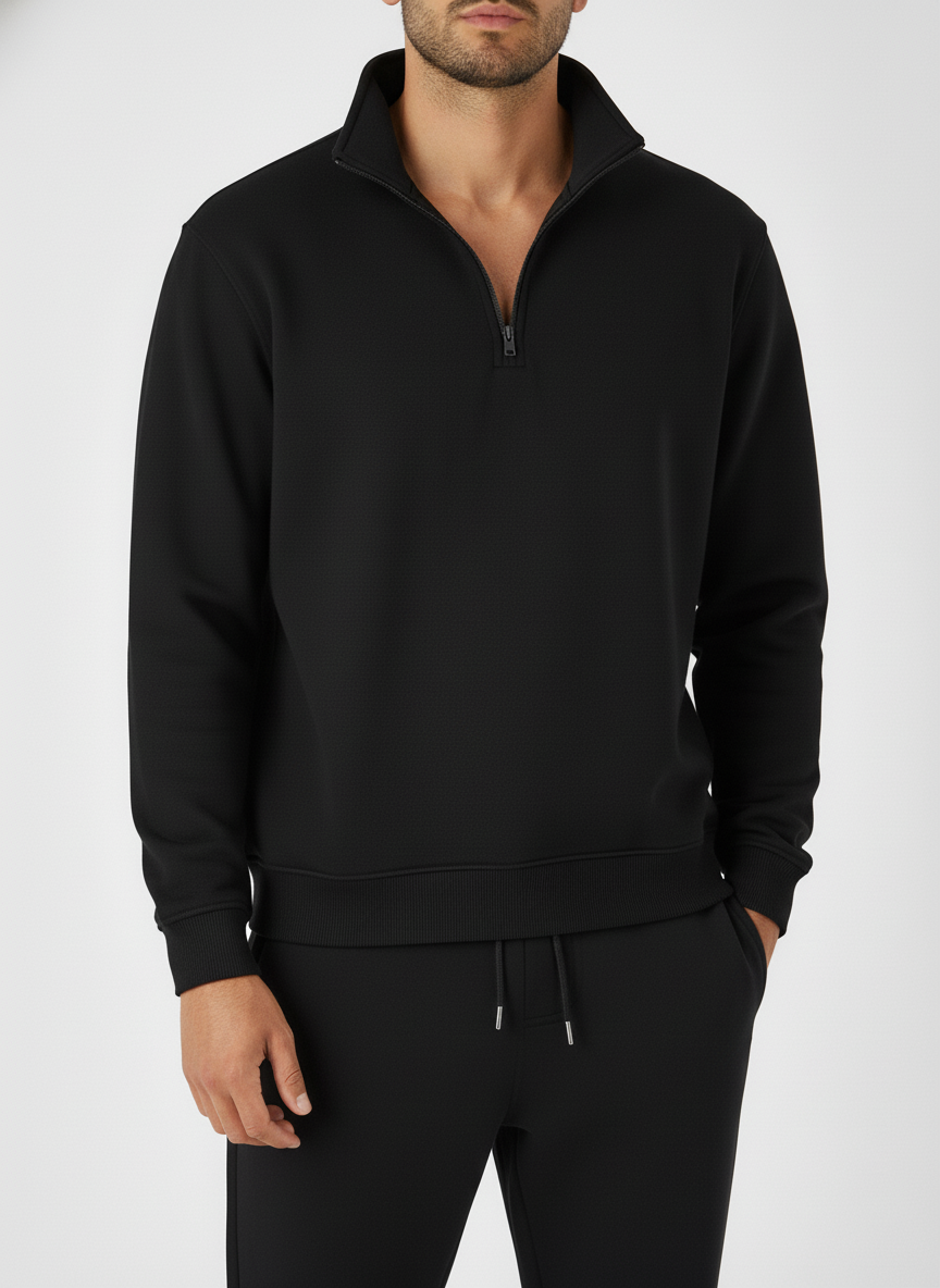 Quarter Zipper Sweater - Black