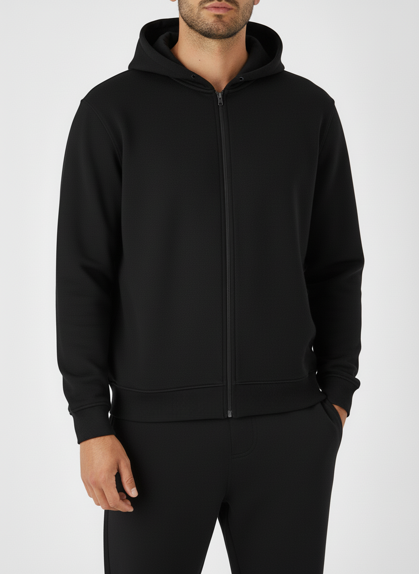 Full Zipper Hoodie - Black